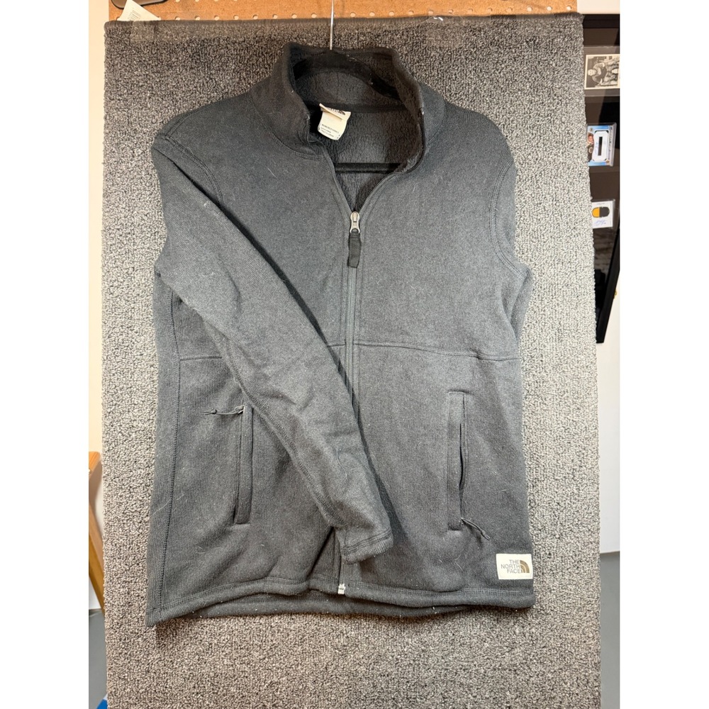 The North Face Fleece Jacket Womens M Gray Full Zip Sherpa Lined Sweater Knit